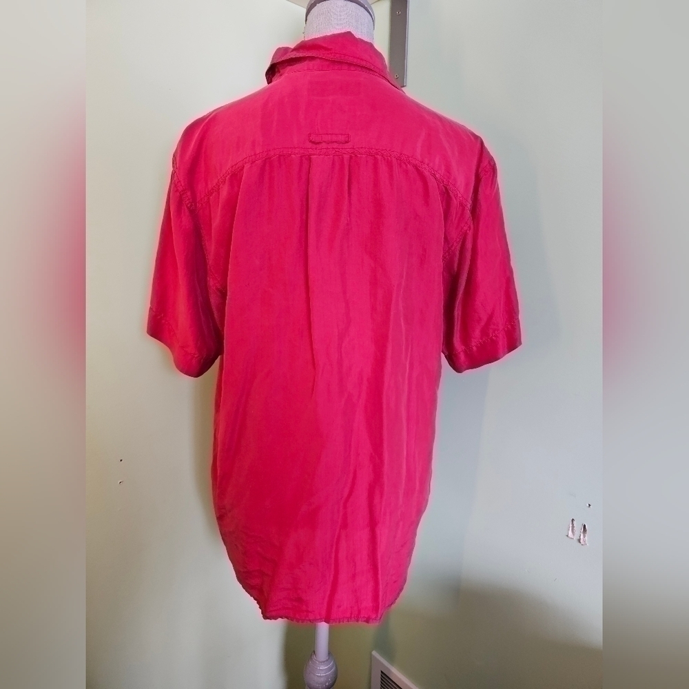 Robert Stock Button Up Shirt Large 100% silk short sleeve shirt - Picture 2 of 5